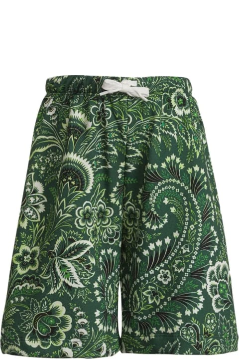 Bottoms for Boys Etro Green Sports Bermuda Shorts With Paisley Print