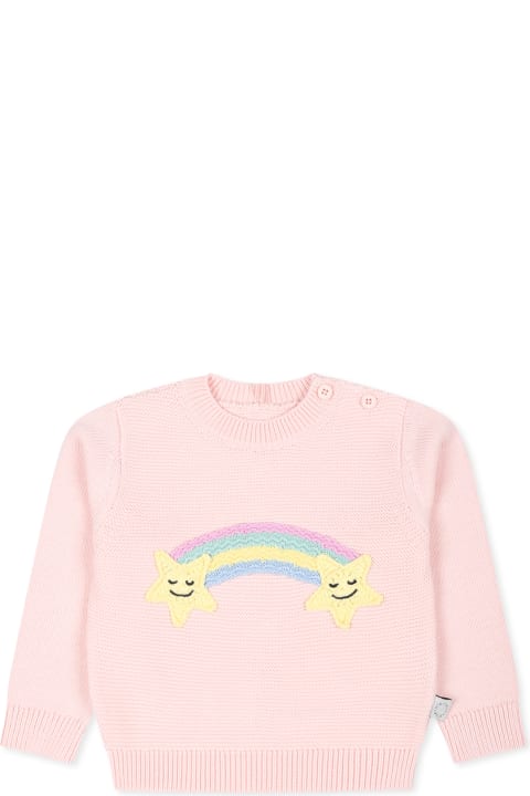 Homeware Stella McCartney Kids Pink Sweater For Baby Girl With Rainbow
