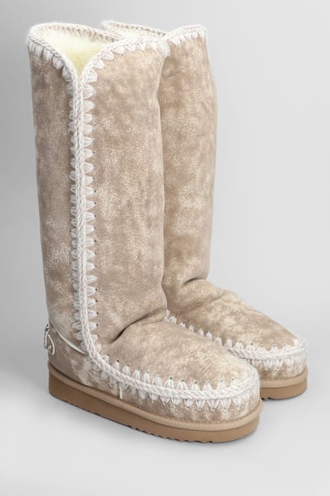 أحذية برقبة لـ السيدات Mou Eskimo 40 Low Heels Boots In Camel Leather