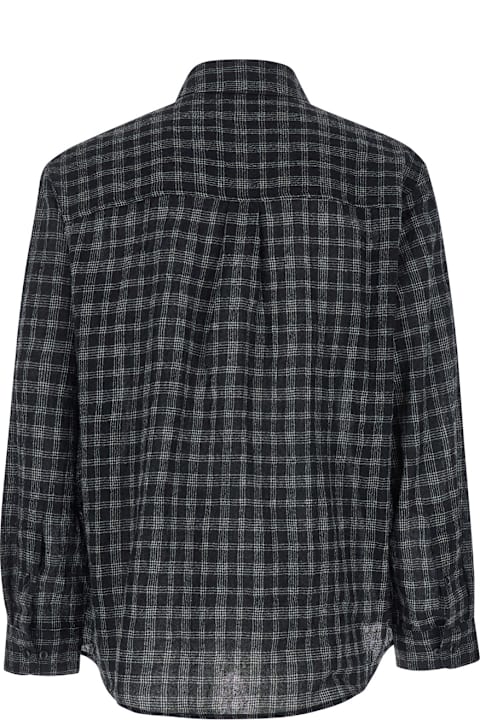 Homeware Tonywack Black Shirt With Check Motif In Wool Blend Man