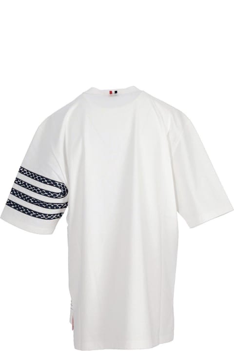 Thom Browne Topwear for Men Thom Browne Snake Embroidered Crewneck T-shirt