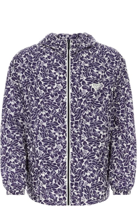 Coats & Jackets for Men Prada Printed Re-nylon Windbreaker
