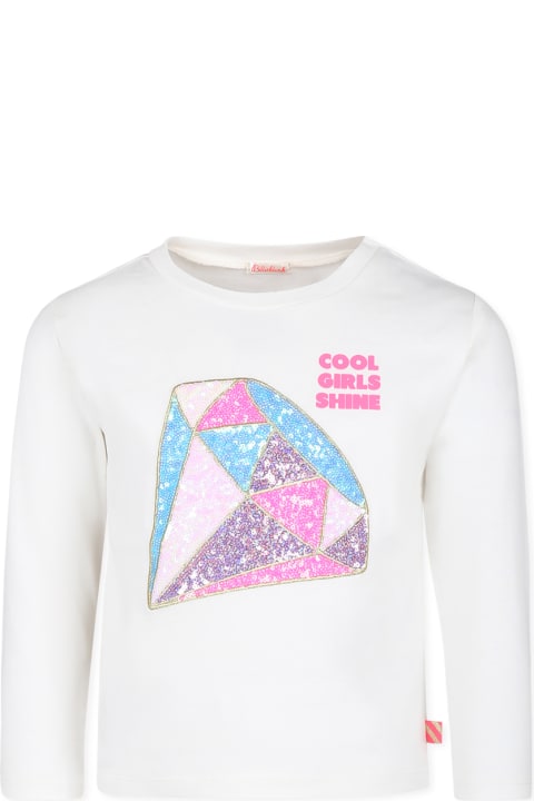 Homeware Billieblush Ivory T-shirt For Girl With Sequins