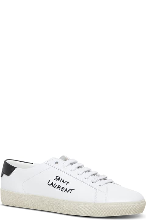 White Sl/06 Signature Sneakers In Leather Saint Laurent Man