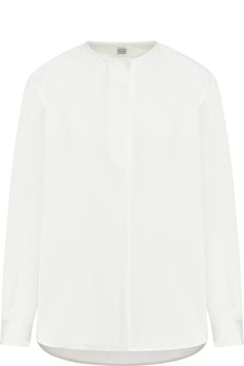 Totême for Women Totême Collarless Cotton-twill Shirt