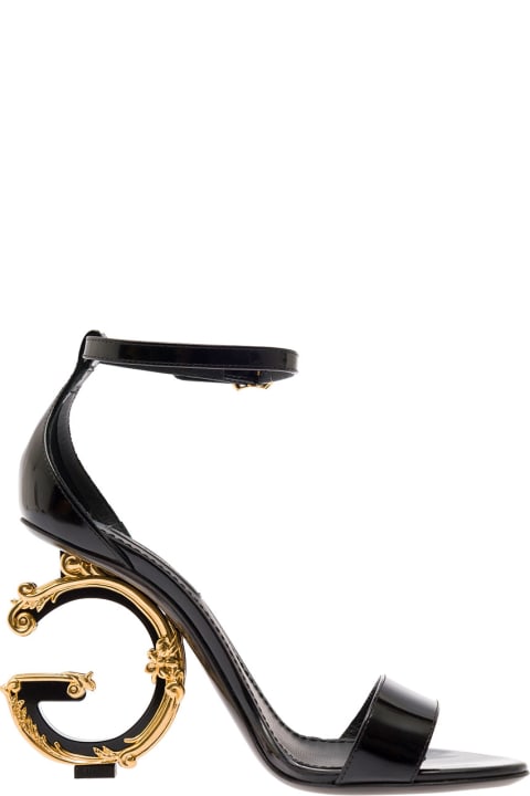 Dolce & Gabbana Woman's Black Leather Baroque Sandals