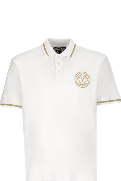 インテリア Versace Jeans Couture Stripe Trim Chest Logo Regular Polo Shirt