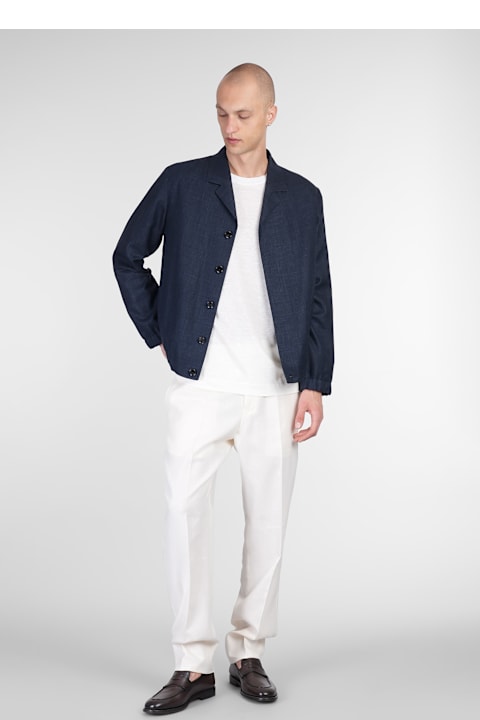 Zegna معاطف وجواكت لـ القسم الرجالي Zegna Casual Jacket In Blue Linen