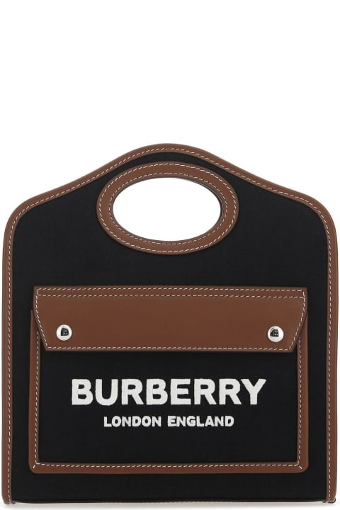ウィメンズ トートバッグ Burberry Two-tone Canvas And Leather Mini Pocket Handbag