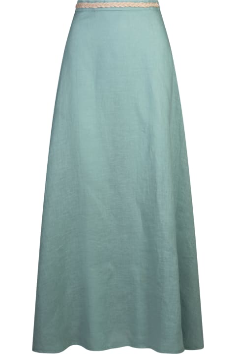 Amotea Clothing for Women Amotea Charline Long Skirt In Light Blue Linen