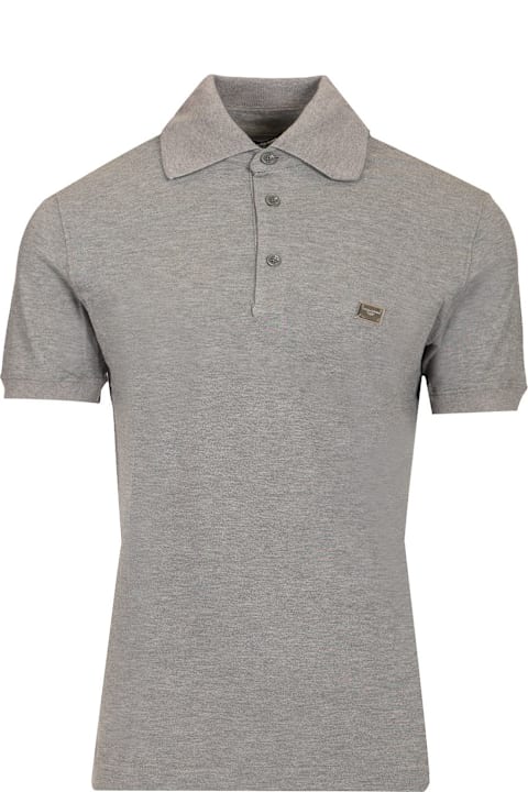 Dolce & Gabbana for Men Dolce & Gabbana Grey Melange Cotton Polo