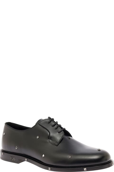 Valentino Garavani Man's Black Leather Loafers With Studs