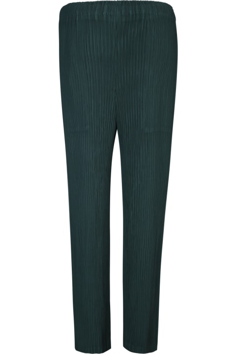 Issey Miyake Pants & Shorts for Women Issey Miyake Pleated Green Straight Trousers