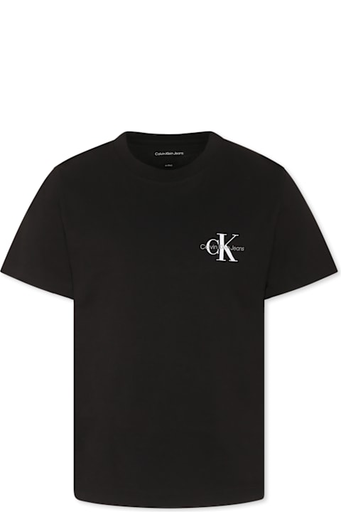 Calvin Klein Topwear for Boys Calvin Klein Black T-shirt For Kids With Logo