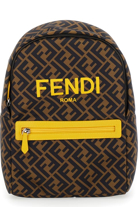 Fendi Accessories & Gifts for Boys Fendi Tobacco Backpack With Fendi Roma Print In Ff All-over Nylon Boy