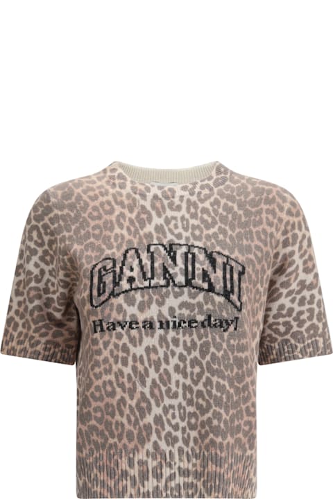 Homeware Ganni Leopard Print Short Sleeve Sweater
