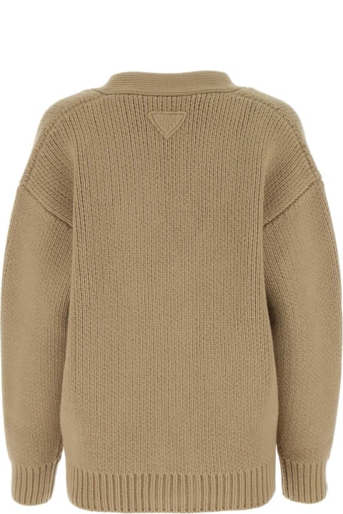 Prada Sweaters for Women Prada Beige Wool Blend Oversize Cardigan