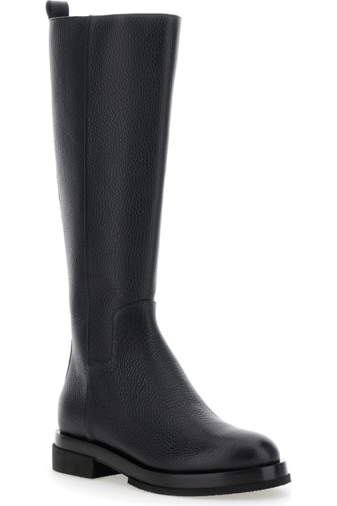 Pollini Shoes for Women Pollini Black Knee-high Boots With Pull-tab And The Heel In Leather Woman