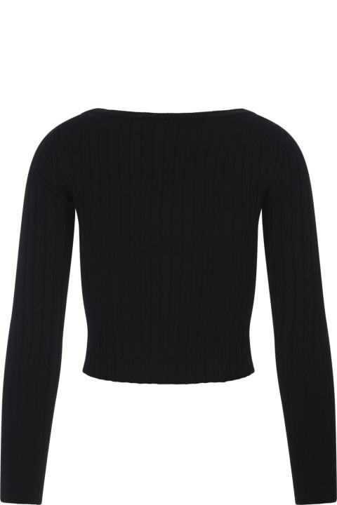 Sweaters for Women Marni Black Ribbed Knit Short Cardigan