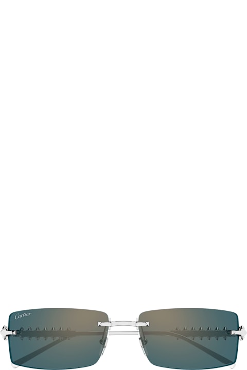 Homeware Cartier Eyewear Clash De Cartier Ct0604s-005 - Silver / Green Lens Sunglasses