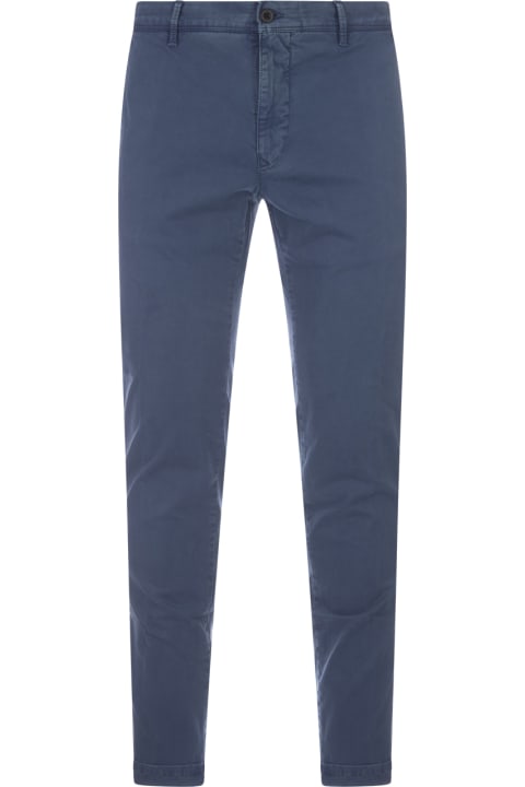 Pants for Men Incotex Blue Stretch Gabardine Slim Fit Trousers