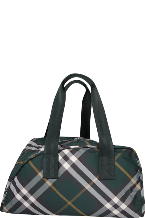 Luggage for Men Burberry Shield Duffle Check Green Bag
