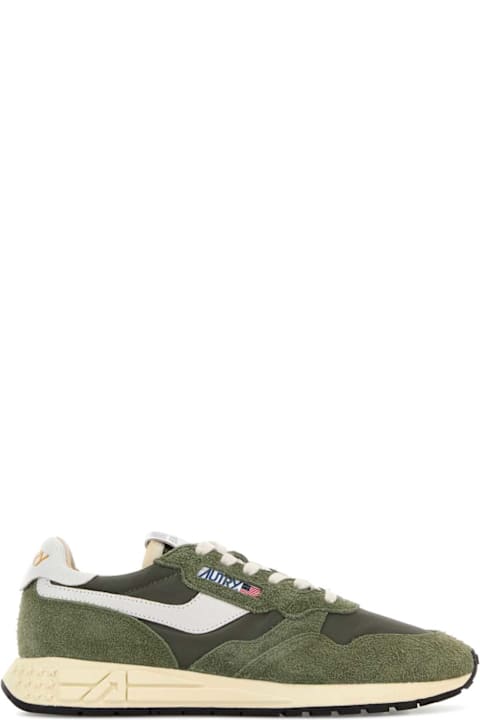 Autry Army Green Fabric And Suede Reelwind Sneakers
