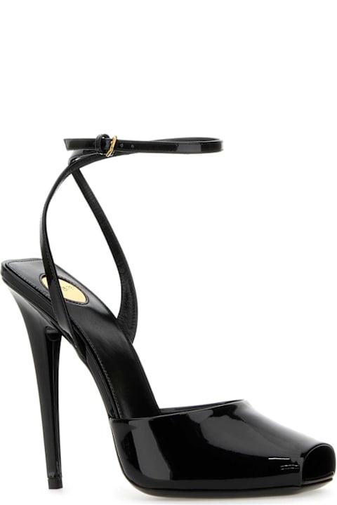 Saint Laurent High-Heeled Shoes for Women Saint Laurent Black Leather Le Scandal Sandals