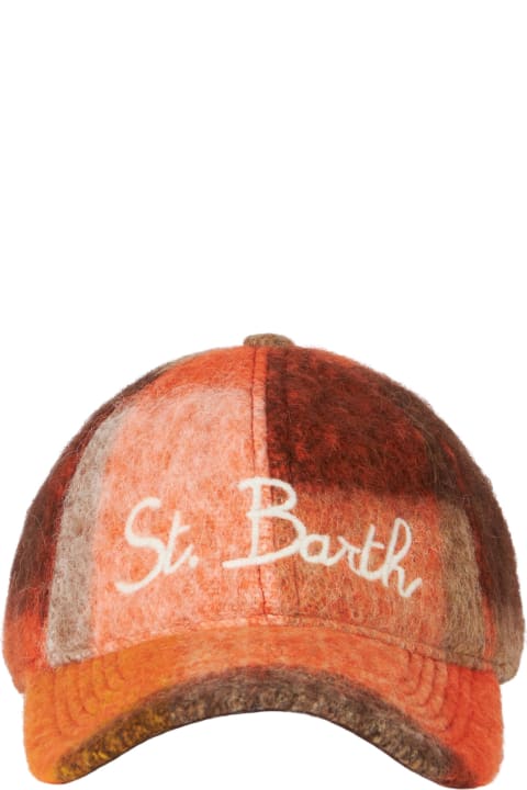 Homeware MC2 Saint Barth Woman Baseball Cap With Orange Check Embroidery