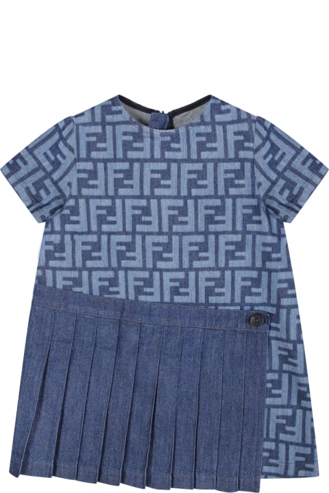 Fashion for Baby Girls Fendi Denim Dress For Baby Girl With All-over Iconic Ff