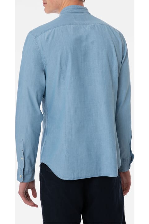 Homeware MC2 Saint Barth Man Light Blue Denim Linen Shirt