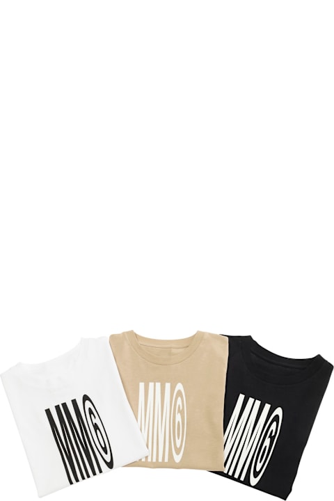 Homeware MM6 Maison Margiela Multicolor Set Of Three T-shirts With Logo Print On The Front In Cotton Boy