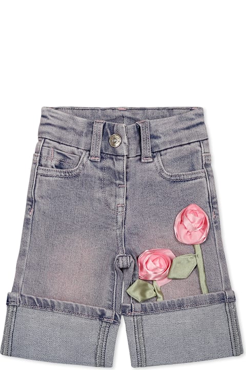 Homeware Monnalisa Denim Jeans For Baby Girl With Roses