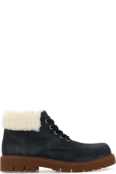 Homeware Bottega Veneta Denim Blue Suede Haddock Ankle Boots