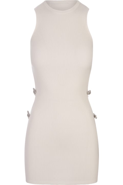 Mach & Mach for Women Mach & Mach White Stretch Mini Dress With Applications