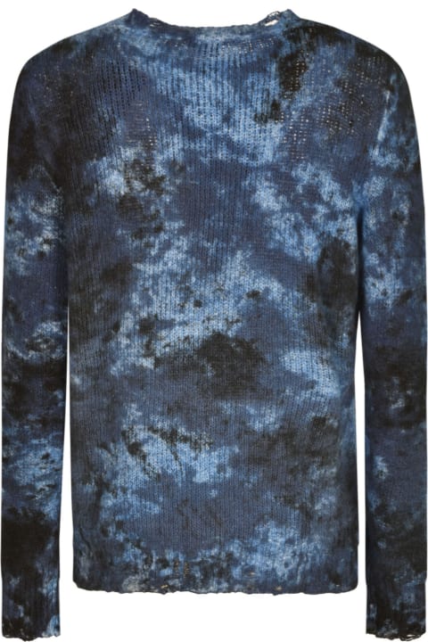 Distressed Effect Camo Knit Pullover