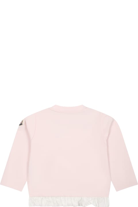 Moncler for Baby Girls Moncler Pink T-shirt For Baby Girl With Ruffles And Logo
