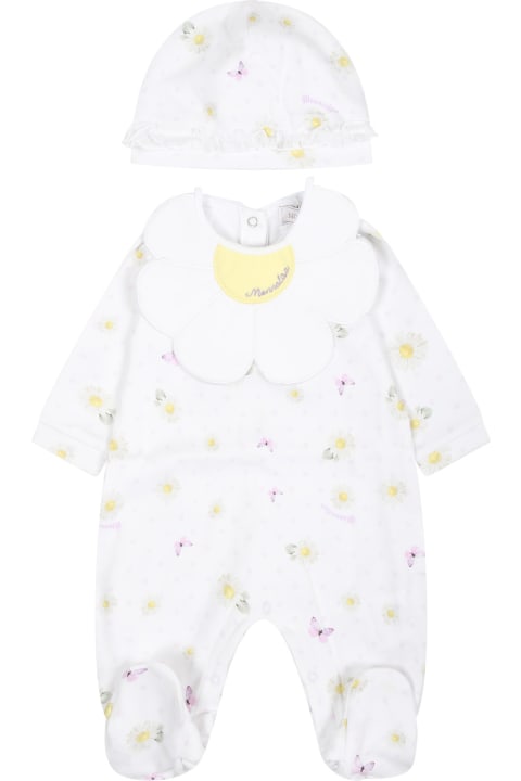 Bodysuits & Sets for Baby Girls Monnalisa White Set For Baby Girl