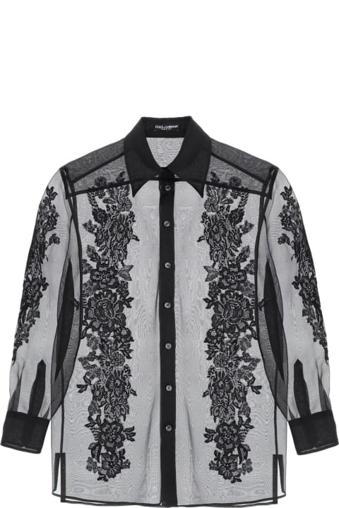 Dolce & Gabbana Sale for Women Dolce & Gabbana Organza Shirt With Lace Inserts