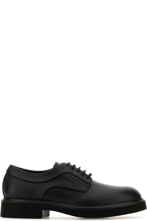 Shoes for Men Ferragamo Black Leather Cervantes Lace-up Shoes