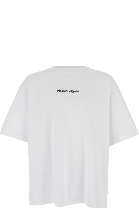 Homeware Maison Kitsuné White T-shirt With Logo Lettering Printed On The Front In Cotton Man