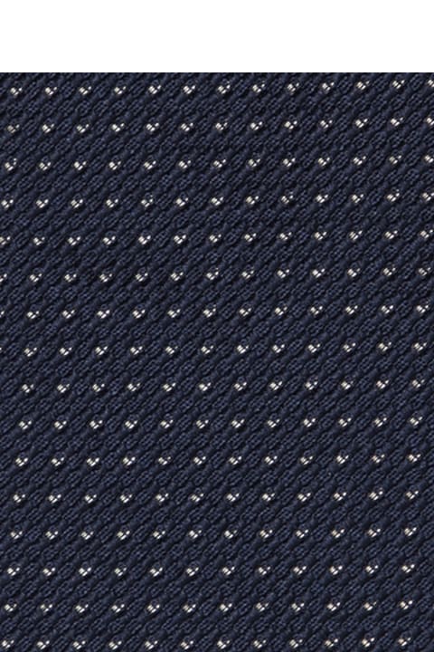 Ties for Men Brioni Micropattern Dark Blue/gold Tie