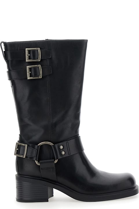 أدوات منزلية Vagabond 'daniella' Black Ankle Boots With Buckles In Leather Woman