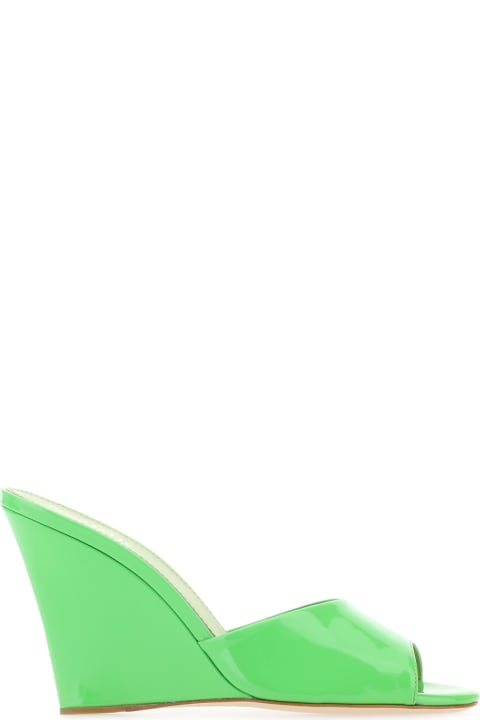 آخر صيحات الموضة من السيدات Paris Texas Green Leather Wanda Mules