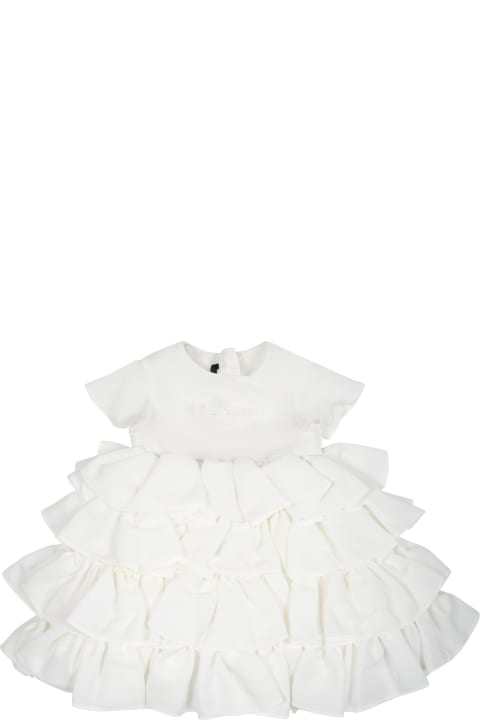 Fashion for Baby Boys Balmain Elegant White Dress For Baby Girl With Logo