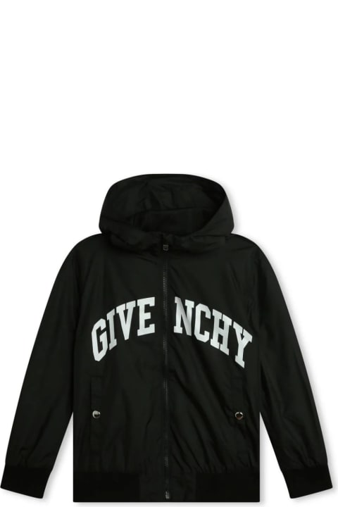Givenchyのボーイズ Givenchy Black Givenchy Windbreaker With Zip And Hood