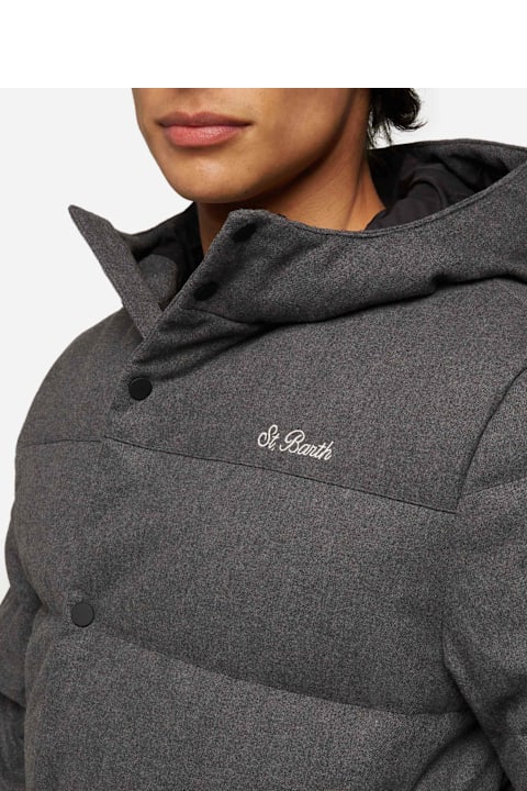 MC2 Saint Barth for Kids MC2 Saint Barth Grey Wooly Hooded Down Jacket Baxter
