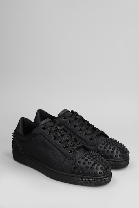 メンズ Christian Louboutinのシューズ Christian Louboutin Seavaste 2 Sneakers In Black Leather And Fabric