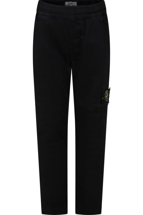 Stone Island Junior for Kids Stone Island Junior Black Trousers For Boy With Compass