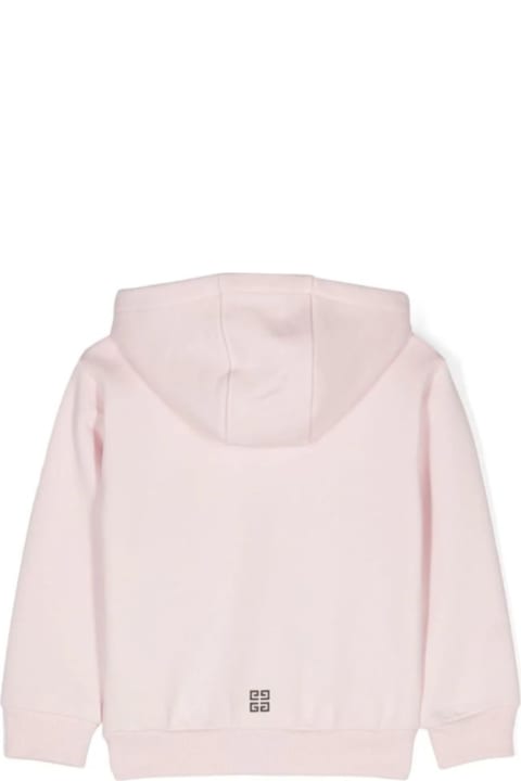 ملابس علوية لـ أولاد Givenchy Pink Zip-up Sweatshirt With Logo Print In Cotton Blend Girl